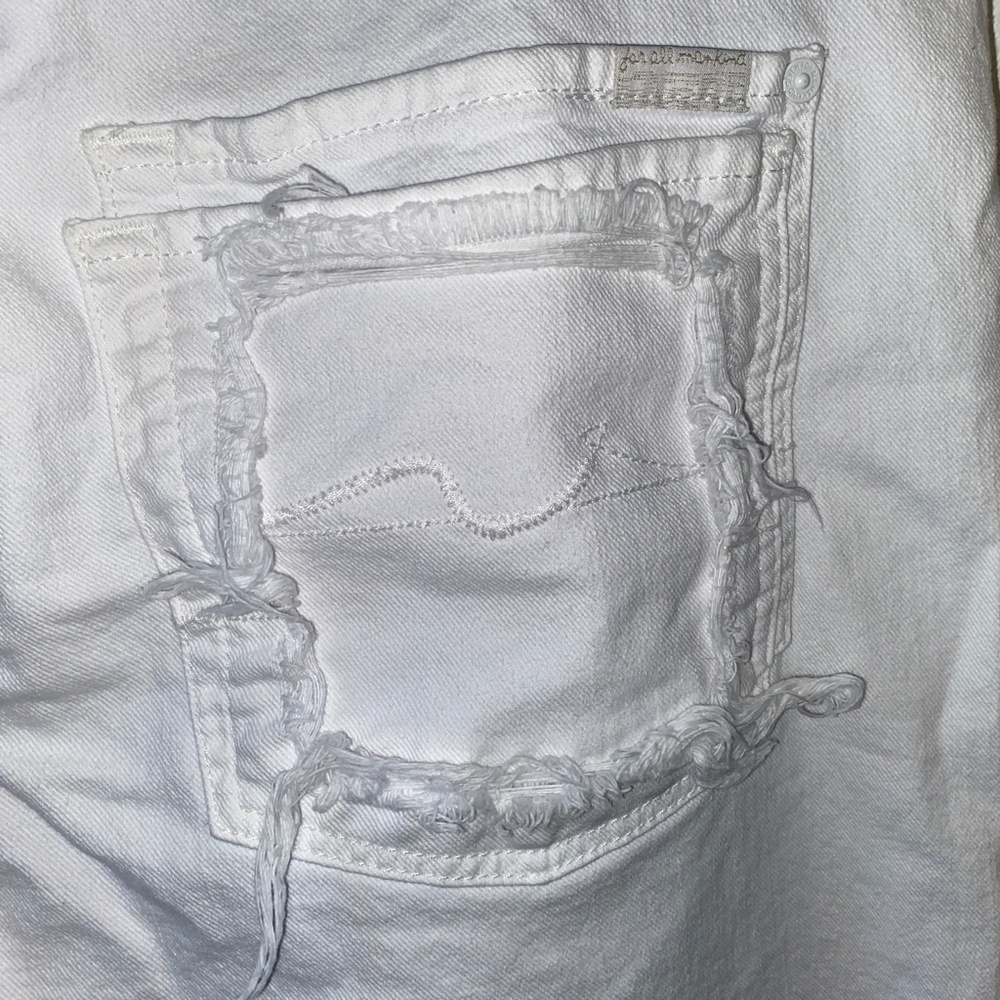 7 For All Mankind Alexa Crop Butterfly High Rise white jeans - Picture 5 of 11